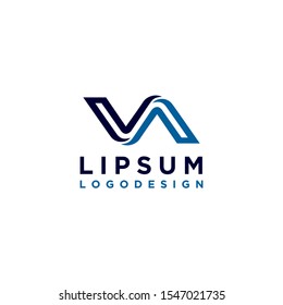 VA initial letter logo design linked and rounded style