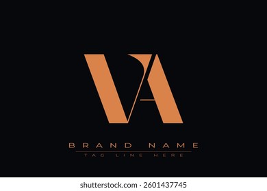 VA initial letter logo design. Letter V and A luxury alphabet letter logo icon template