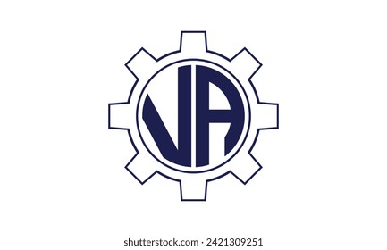 VA initial letter mechanical circle logo design vector template. industrial, engineering, servicing, word mark, letter mark, monogram, construction, business, company, corporate, commercial, geometric
