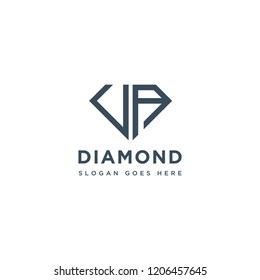 VA Initial Letters Logo Design with Diamond Shape for Jewelry Company Store