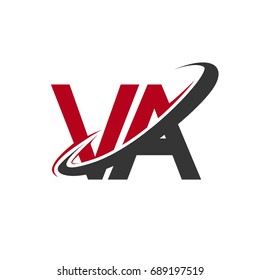 VA initial logo company name colored red and black swoosh design, isolated on white background. vector logo for business and company identity.