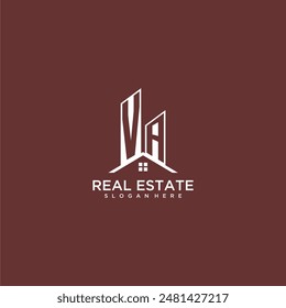 VA initial monogram building and roof logo for real estate