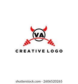 VA initial monogram for fitnes or gym logo with devil style design