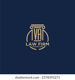 VA initial monogram for law firm with creative circle line