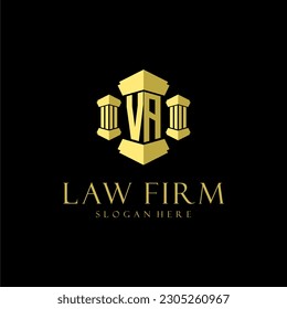 VA initial monogram logo for lawfirm with pillar design