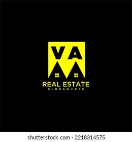 VA initial monogram logo real estate in square style design