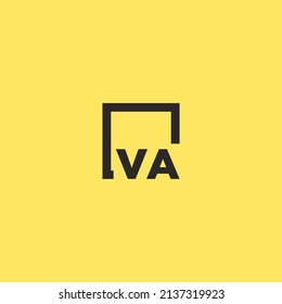 VA initial monogram logo with square style design