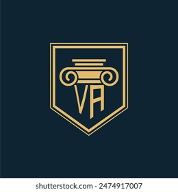 VA Initials Law Firm Logo Lawyer logo with creative law element
