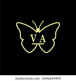 VA Initials Ilustración vectorial de logotipo de mariposa de lujo