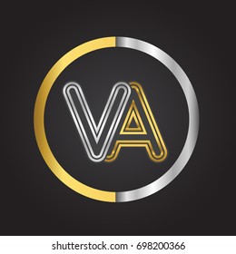 VA Letter logo in a circle. gold and silver colored. Vector design template elements for your business or company identity.