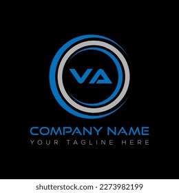 Diseño creativo del logo de la carta VA. Diseño único VA.
