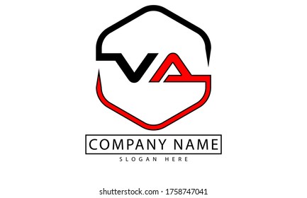 Plantilla de vectores de diseño con logotipo de carta VA.