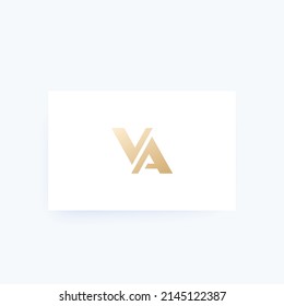 VA letters logo, gold monogram on a card