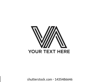 VA  line art  logo concept unique style.