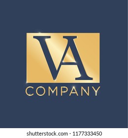 VA Logo Design Template. Luxury Gold Plat Letter Vector