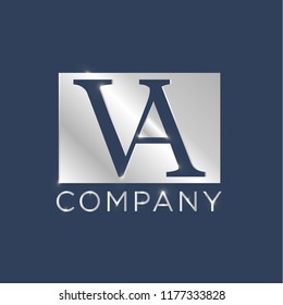 VA Logo Design Template. Luxury Silver Plat Letter Vector