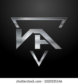 VA Logo, Metal Logo, Silver Logo, Monogram, Polygon