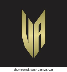 VA Logo monogram with emblem style isolated with gold colors