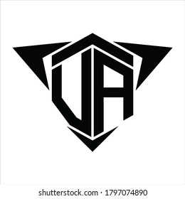 VA Logo monogram with wings arrow around design template on white background