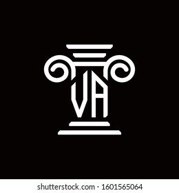 VA monogram logo with pillar style design template