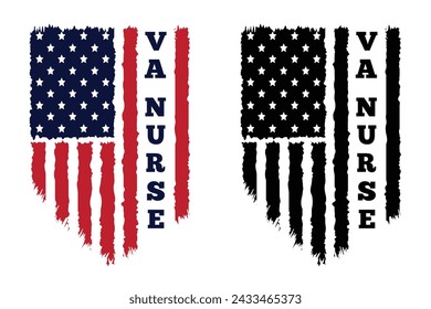 Va Nurse Typography Vector. Nurse Distressed American Flag Print For t Shirt,Poster,backround,Banner New Design. svg
