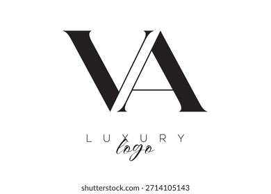 Logotipo de tipografia de monograma de letra serifa VA para identidade de marca premium elegante