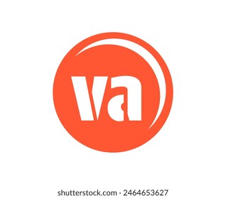 VA sport emblem or team logotype. Ball logo with a combination of Initial letter V and A for balls shop, sports company, training, club badge. Vector illustration.