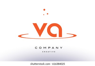 VA V A creative orange swoosh dots alphabet company letter logo design vector icon template