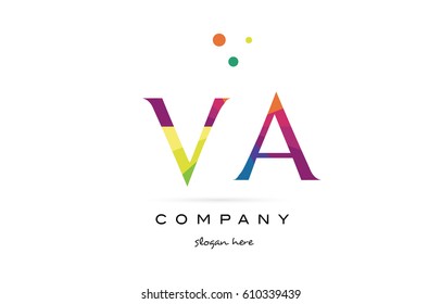 va v a  creative rainbow colors colored alphabet company letter logo design vector icon template