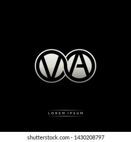 VA V A initial letter linked circle capital monogram logo modern template silver color edition