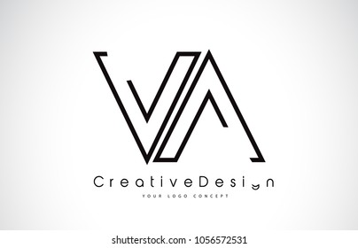 VA V A Letter Logo Design in Black Colors. Creative Modern Letters Vector Icon Logo Illustration.