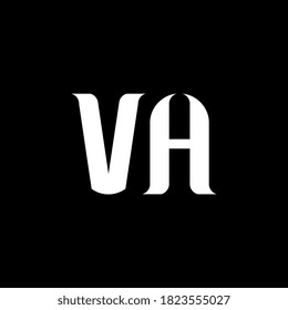 VA V Diseño del logotipo de una carta. Letra inicial del logotipo del monograma superior del círculo VA enlazado color blanco. Logo de VA, diseño de V A. VA, V A
