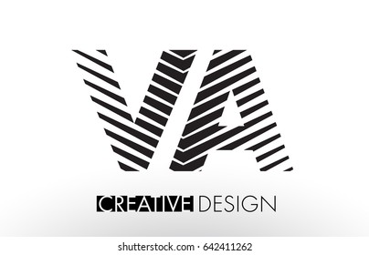 VA V A Lines Letter Design with Creative Elegant Zebra Vector Illustration.