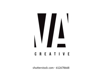 VA V A White Letter Logo Design with Black Square Vector Illustration Template.