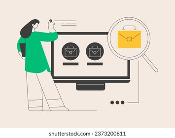 Vacancies abstract concept vector illustration. Vacancies list, find job opportunity, start your career, company corporate website, HR service, user interface, menu bar element abstract metaphor.