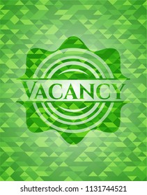 Vacancy green emblem with triangle mosaic background