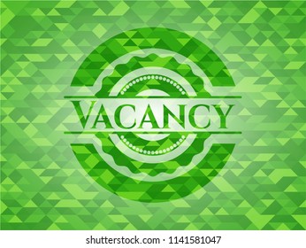 Vacancy green emblem with triangle mosaic background