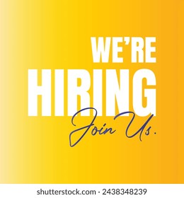 Vacancy here sign icon illustration, We are hiring social media poster sign banner, Join our team vacancy poster icon