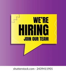 Vacancy here sign icon illustration, We are hiring social media poster sign banner, Join our team vacancy poster icon