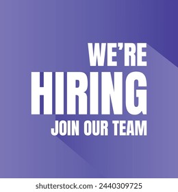 Vacancy here sign icon illustration, We are hiring social media poster sign banner, Join our team vacancy poster icon