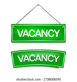 vacancy icon hiring for new job in door plate in green. Vector template for vacant at home