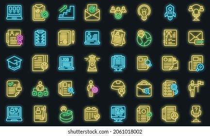 Vacancy icons set outline vector. Job cv. Hiring portfolio