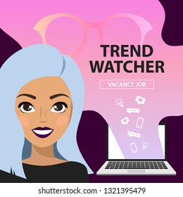 Vacancy job. Trend watcher. Vector illustration