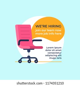 Vacancy office chair vector illustration. Business hiring and recruiting concept. simple flat background vector design.