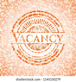 Vacancy orange tile background illustration. Square geometric mosaic seamless pattern with emblem inside.
