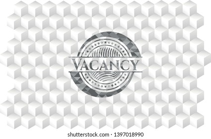 Vacancy realistic grey emblem with geometric cube white background