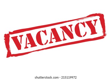 VACANCY red rubber stamp vector over a white background.