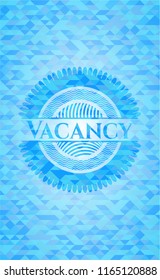 Vacancy sky blue emblem with triangle mosaic background