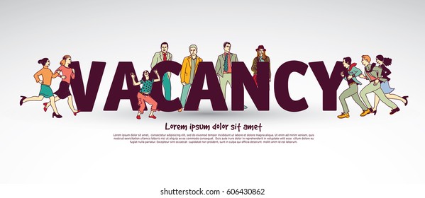 Vacancy team group business people and sign. Color vector illustration. EPS10