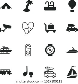 vacancy vector icon set such as: relax, linear, palmtree, coconut, private, plant, map, technology, yacht, style, surveillance, soft, arrow, grass, ship, airline, protection, relaxation, tag